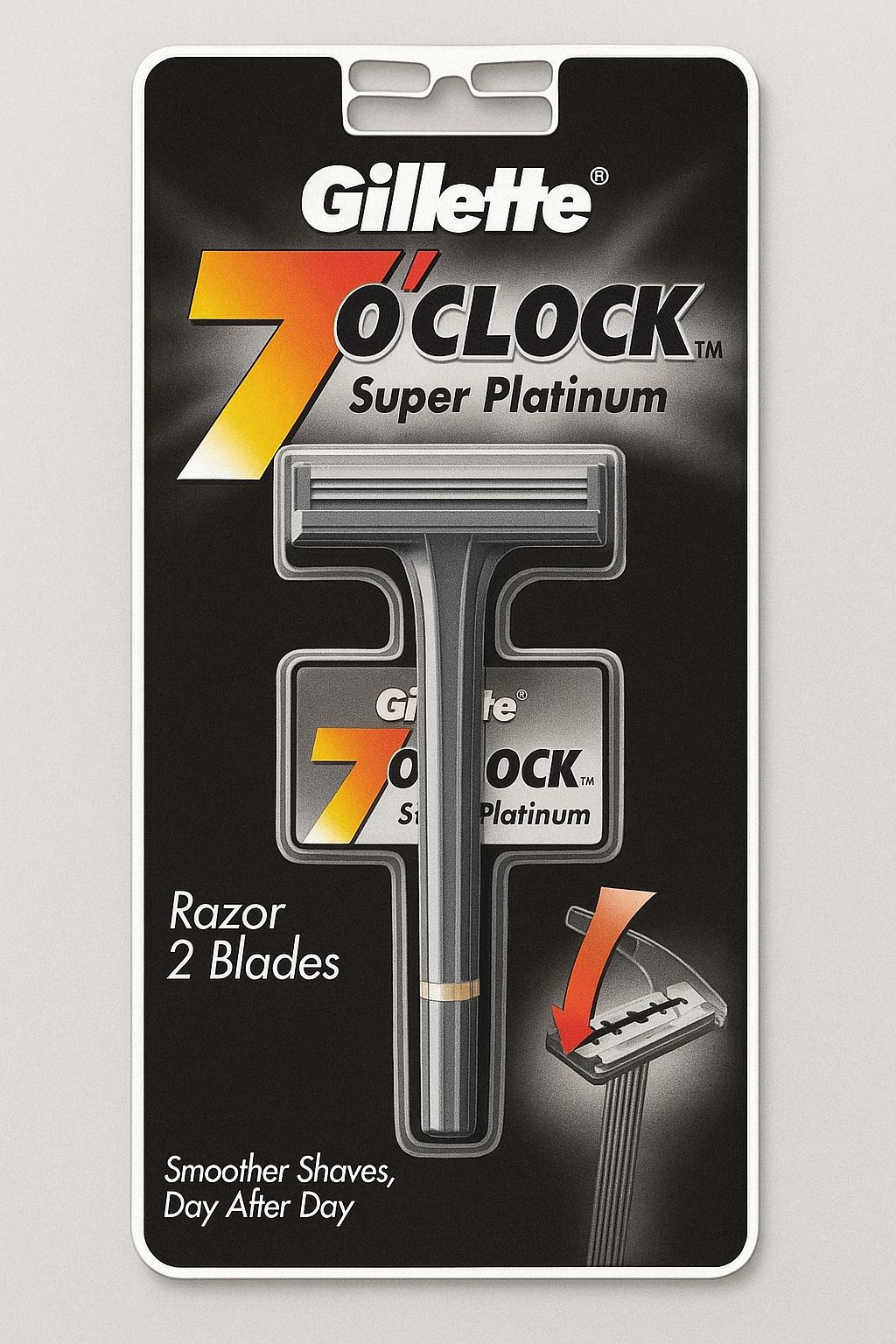 Gillette 7'O Clock Super Platinum Shaving Razor With 2 Blades